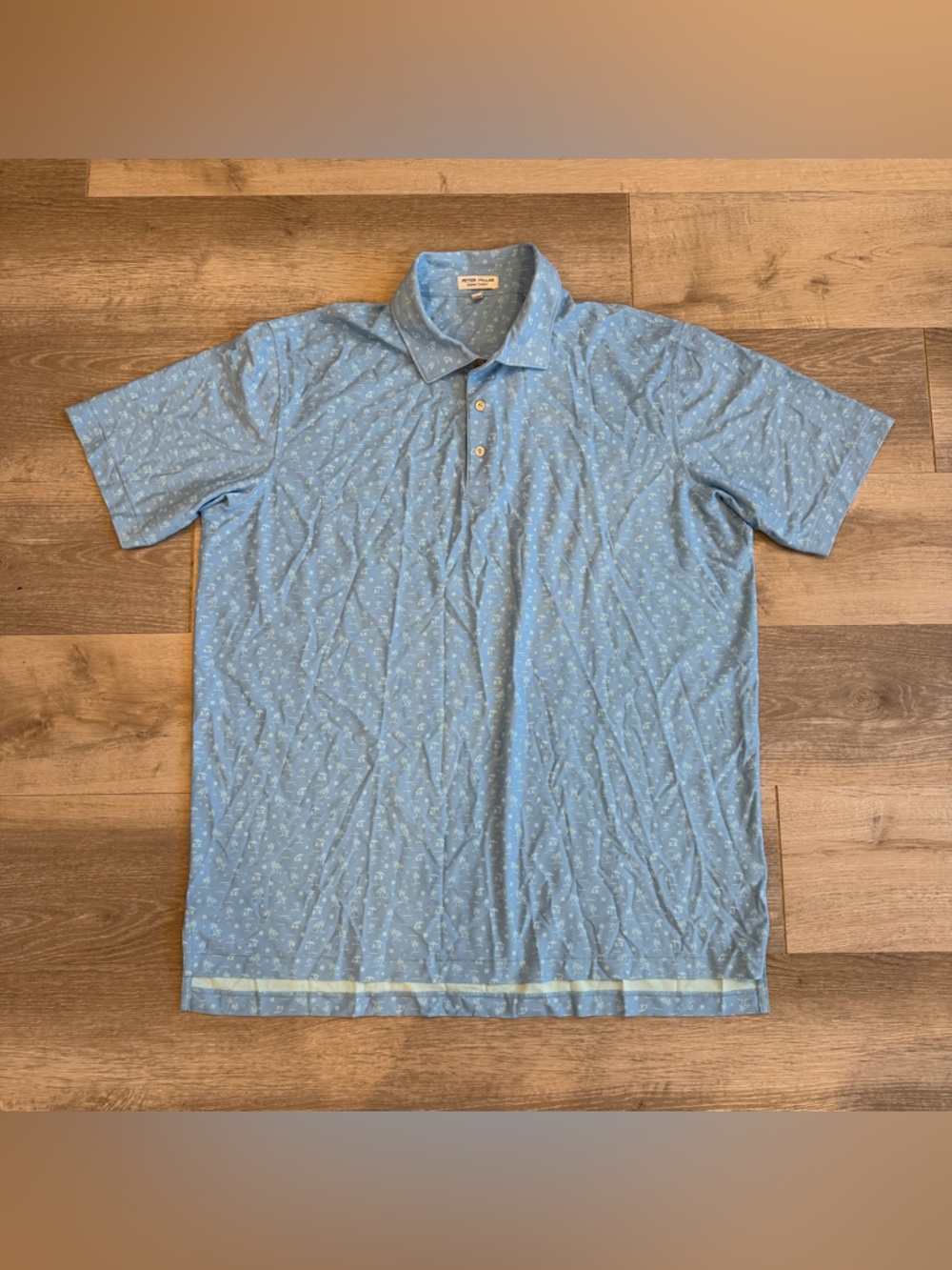 NWOT PETER MILLAR Men's Size XL Summer Comfort Palm Polo Shirt Golf Blue